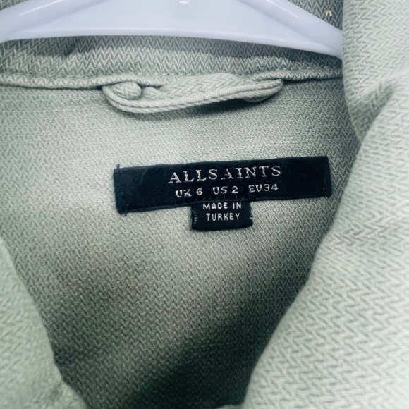 ALLSAINTS Jemma Military Utility Jacket Shacket size 2 Green Distressed Patch - Picture 7 of 15